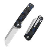 QSP Penguin V2 Liner Lock Pocket Knife D2 blade Blue Shredded CF overlay G10 handle