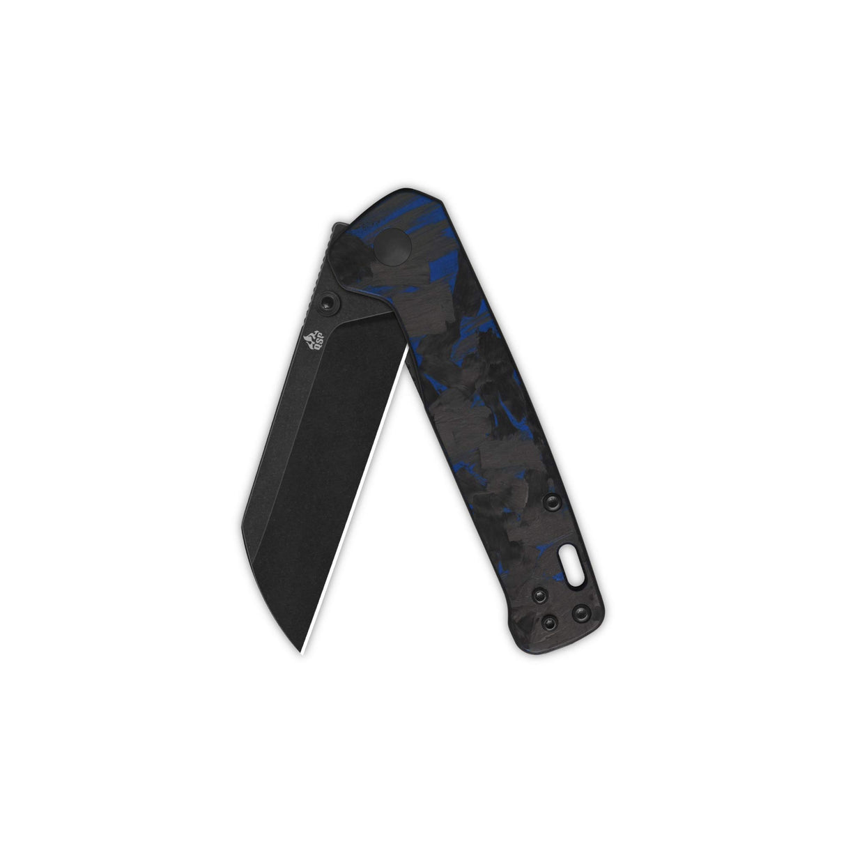 QSP Penguin V2 Liner Lock Pocket Knife D2 blade Blue Shredded CF overlay G10 handle
