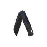 QSP Penguin V2 Liner Lock Pocket Knife D2 blade Blue Shredded CF overlay G10 handle