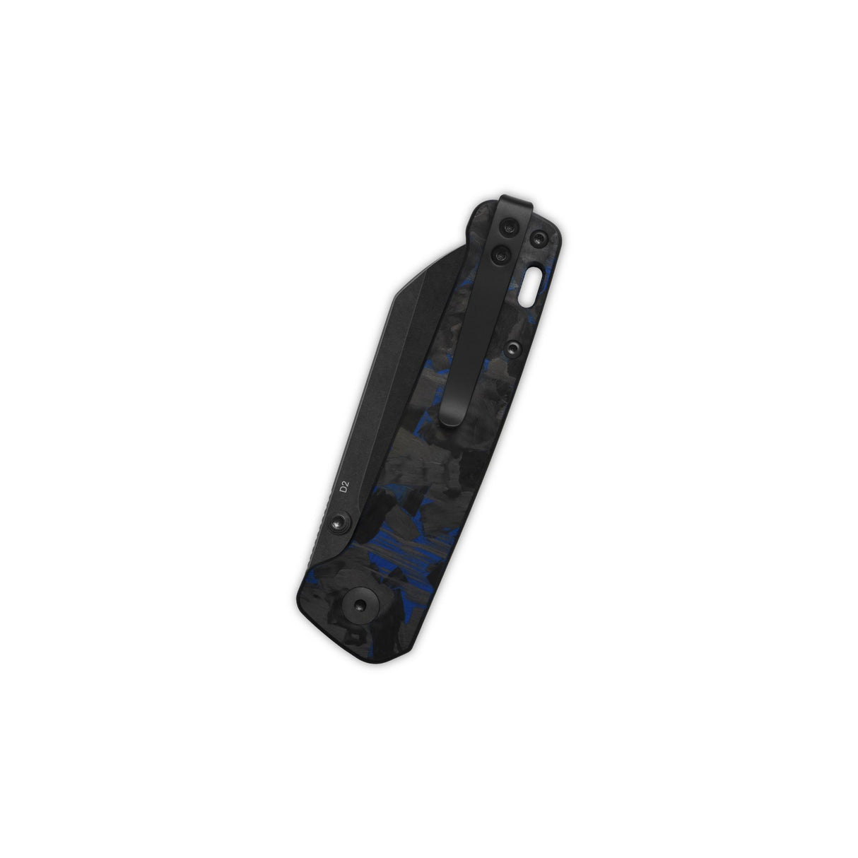 QSP Penguin V2 Liner Lock Pocket Knife D2 blade Blue Shredded CF overlay G10 handle