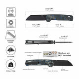 QSP Penguin V2 Liner Lock Pocket Knife D2 blade Blue Shredded CF overlay G10 handle
