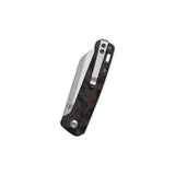 QSP Penguin V2 Liner Lock Pocket Knife D2 blade Red Shredded CF overlay G10 handle