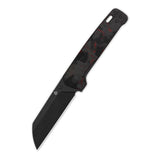 QSP Penguin V2 Liner Lock Pocket Knife D2 blade Red Shredded CF overlay G10 handle