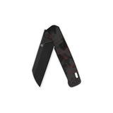 QSP Penguin V2 Liner Lock Pocket Knife D2 blade Red Shredded CF overlay G10 handle