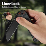 QSP Penguin V2 Liner Lock Pocket Knife D2 blade Red Shredded CF overlay G10 handle