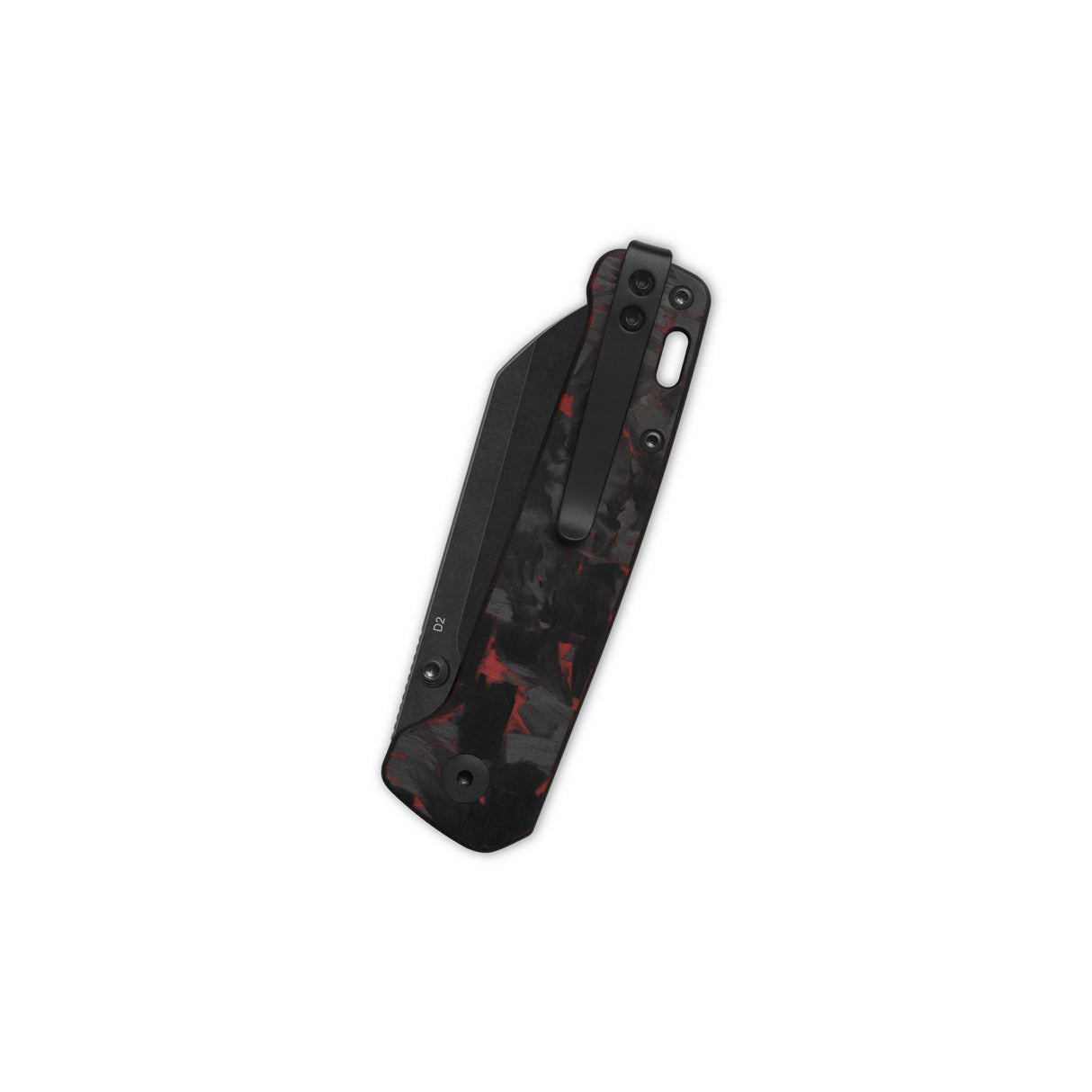QSP Penguin V2 Liner Lock Pocket Knife D2 blade Red Shredded CF overlay G10 handle