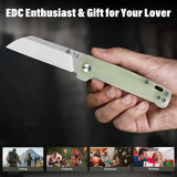 QSP Penguin V2 Liner Lock Pocket Knife D2 blade Jade G10 handle
