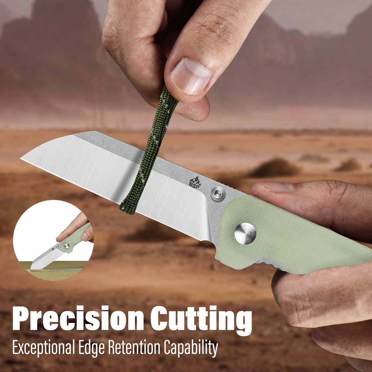 QSP Penguin V2 Liner Lock Pocket Knife D2 blade Jade G10 handle