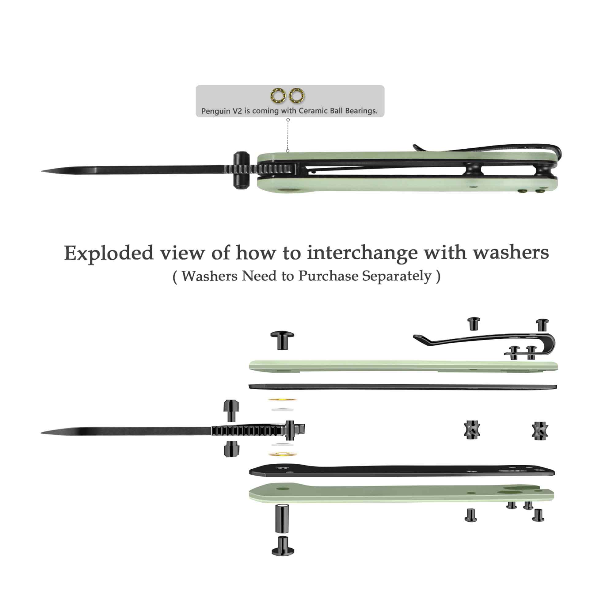 QSP Penguin V2 | D2 | Jade G10 | Liner Lock – QSP KNIFE