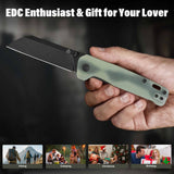 QSP Penguin V2 Liner Lock Pocket Knife D2 blade Jade G10 handle