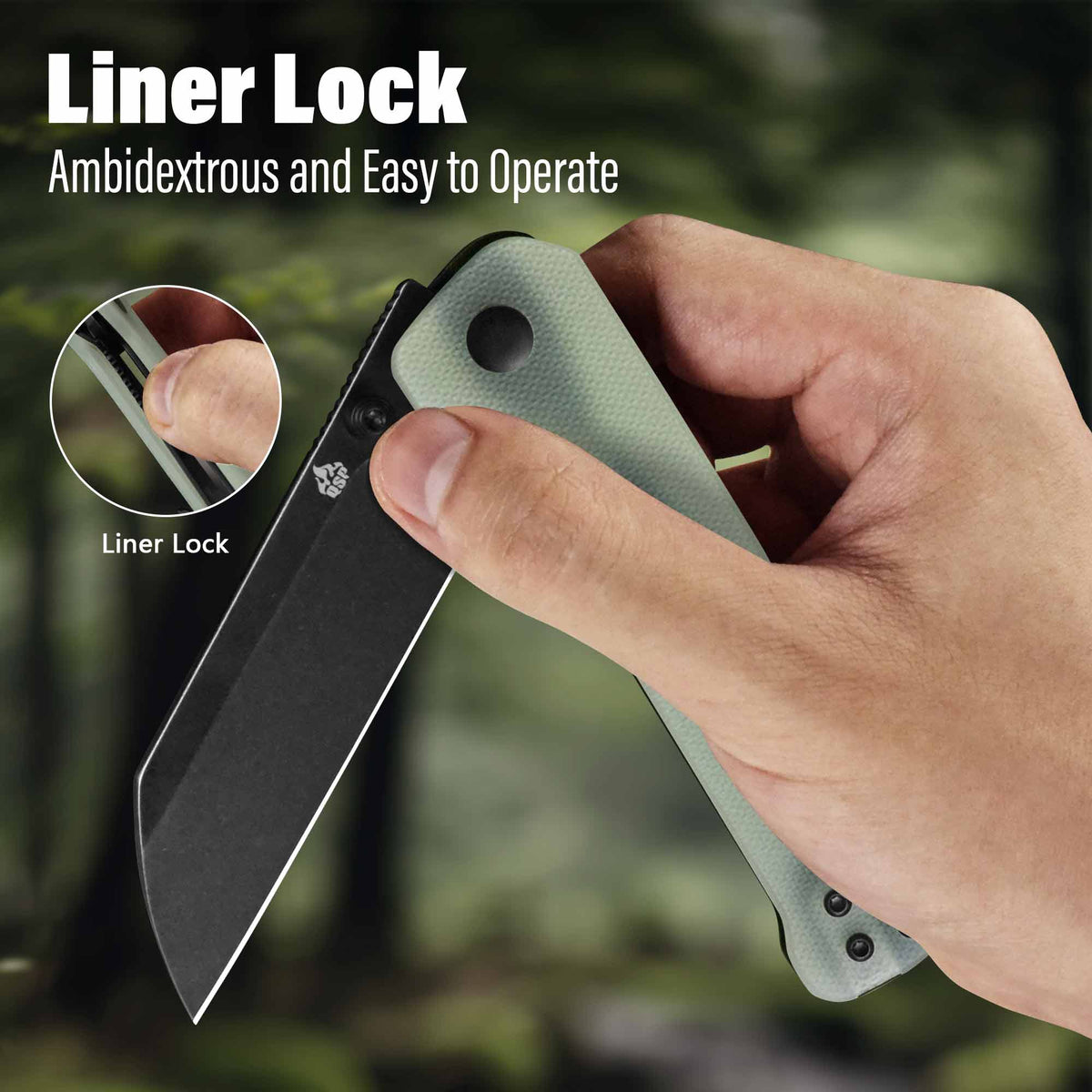 QSP Penguin V2 Liner Lock Pocket Knife D2 blade Jade G10 handle