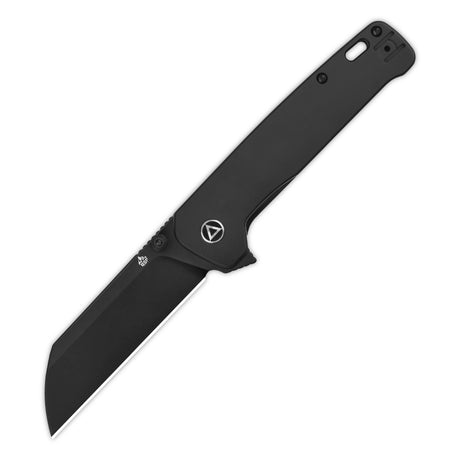 QSP Penguin Plus pocket knife with black titanium handle and 20CV sheepsfoot blade.