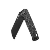 QSP Penguin Plus pocket knife with black and white marbled finish and sheepsfoot blade.