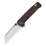 QSP Penguin Plus Frame Lock Pocket Knife 20CV Blade Copper Foil CF and Ti Handle