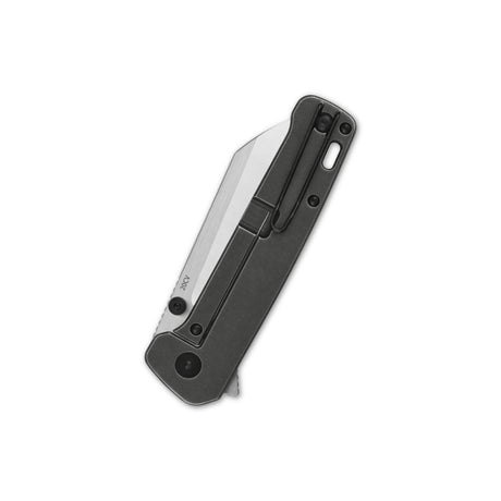 Side profile of QSP Penguin Plus knife with copper foil carbon fiber handle and 20CV blade.