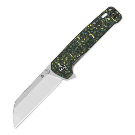 QSP Penguin Plus pocket knife with 20CV blade and yellow green camo handle.