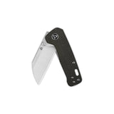 QSP Penguin Mini pocket knife with green micarta handle, open blade view