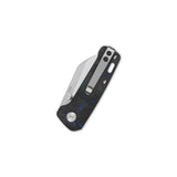 QSP Penguin Mini pocket knife with blue and black G10 overlay and sheepsfoot blade