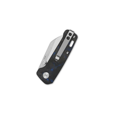 QSP Penguin Mini pocket knife with blue and black G10 overlay and sheepsfoot blade