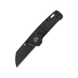 QSP Penguin Mini Liner Lock Pocket Knife 14C28N Blade Blue Shredded CF overlay G10 Handle