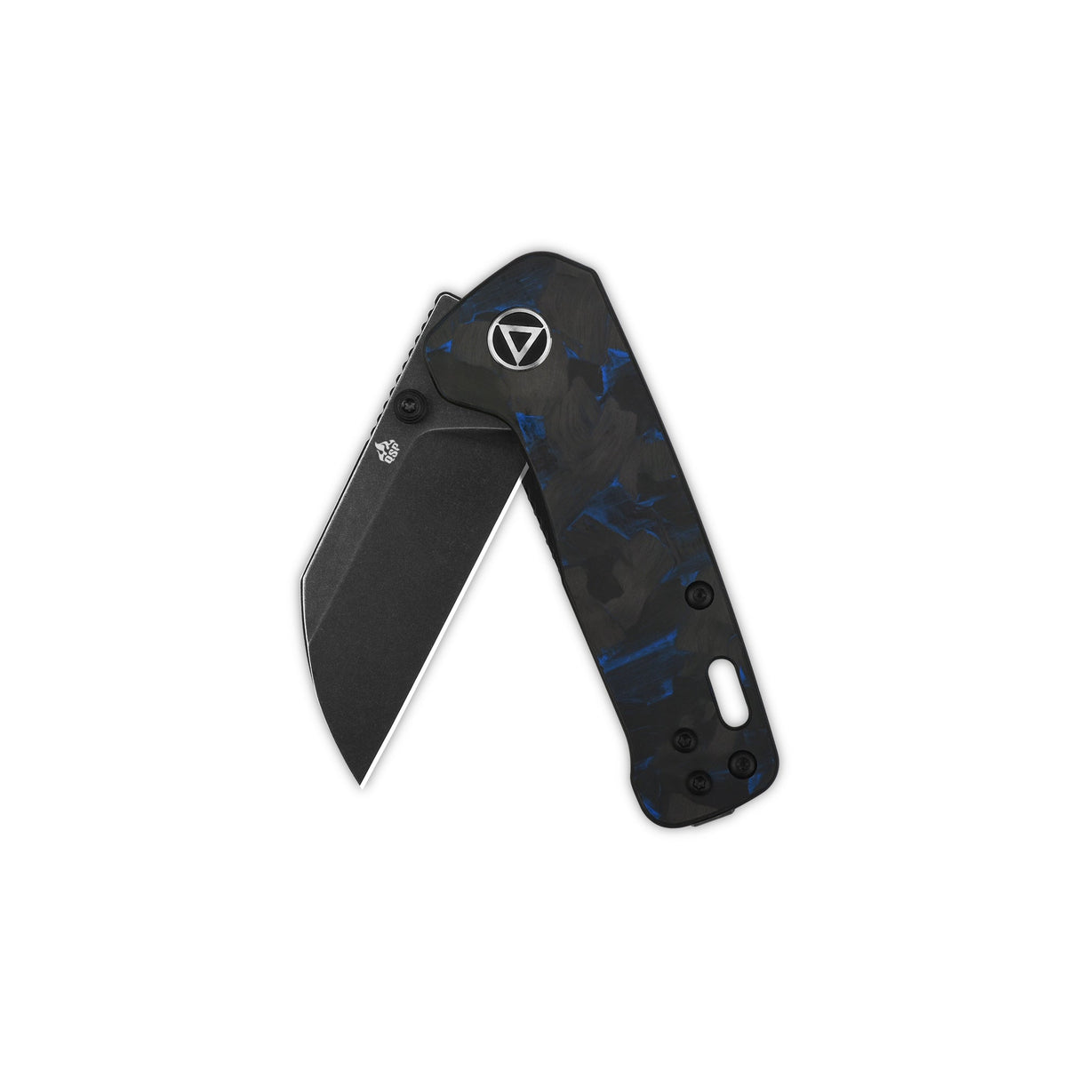 QSP Penguin Mini Liner Lock Pocket Knife 14C28N Blade Blue Shredded CF overlay G10 Handle