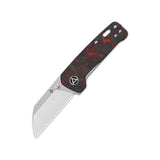 QSP Penguin Mini Liner Lock Pocket Knife 14C28N Blade Red Shredded CF overlay G10 Handle