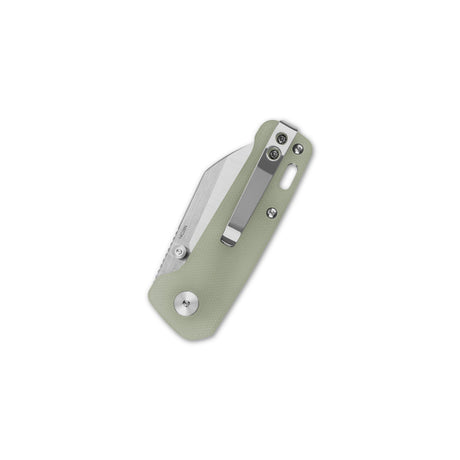 Compact QSP Penguin Mini pocket knife with jade G10 handle and 14C28N blade.