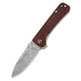QSP Hawk pocket knife with Damascus blade and Cocobolo wooden handle