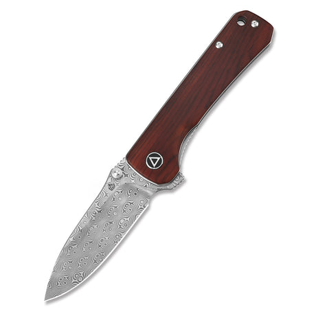 QSP Hawk pocket knife with Damascus blade and Cocobolo wooden handle