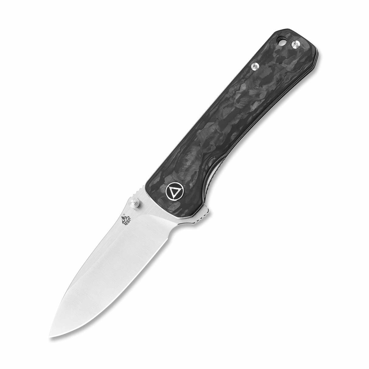 QSP Hawk Pocket Knife with Shredded Carbon Fiber Handle and Drop Point Blade