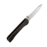 QSP Hawk pocket knife with black handle and polished 14C28N blade, closed view