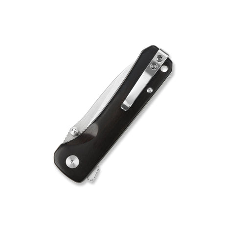 QSP Hawk Pocket Knife with ebony wood handle and stainless steel clip
