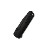 QSP Hawk Pocket Knife closed view with ebony wood handle and stainless steel clip.