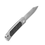 QSP Falcon pocket knife with laminated Damascus blade and titanium handle