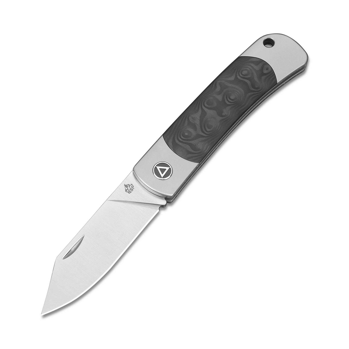 QSP Falcon Slip Joint Pocket Knife S35VN Blade Titanium with Marbled CF Insert Handle