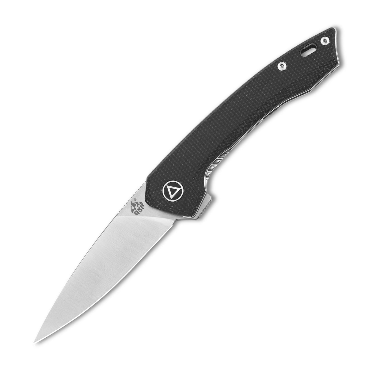 QSP Leopard Liner Lock Pocket Knife with 14C28N blade and black Micarta handle