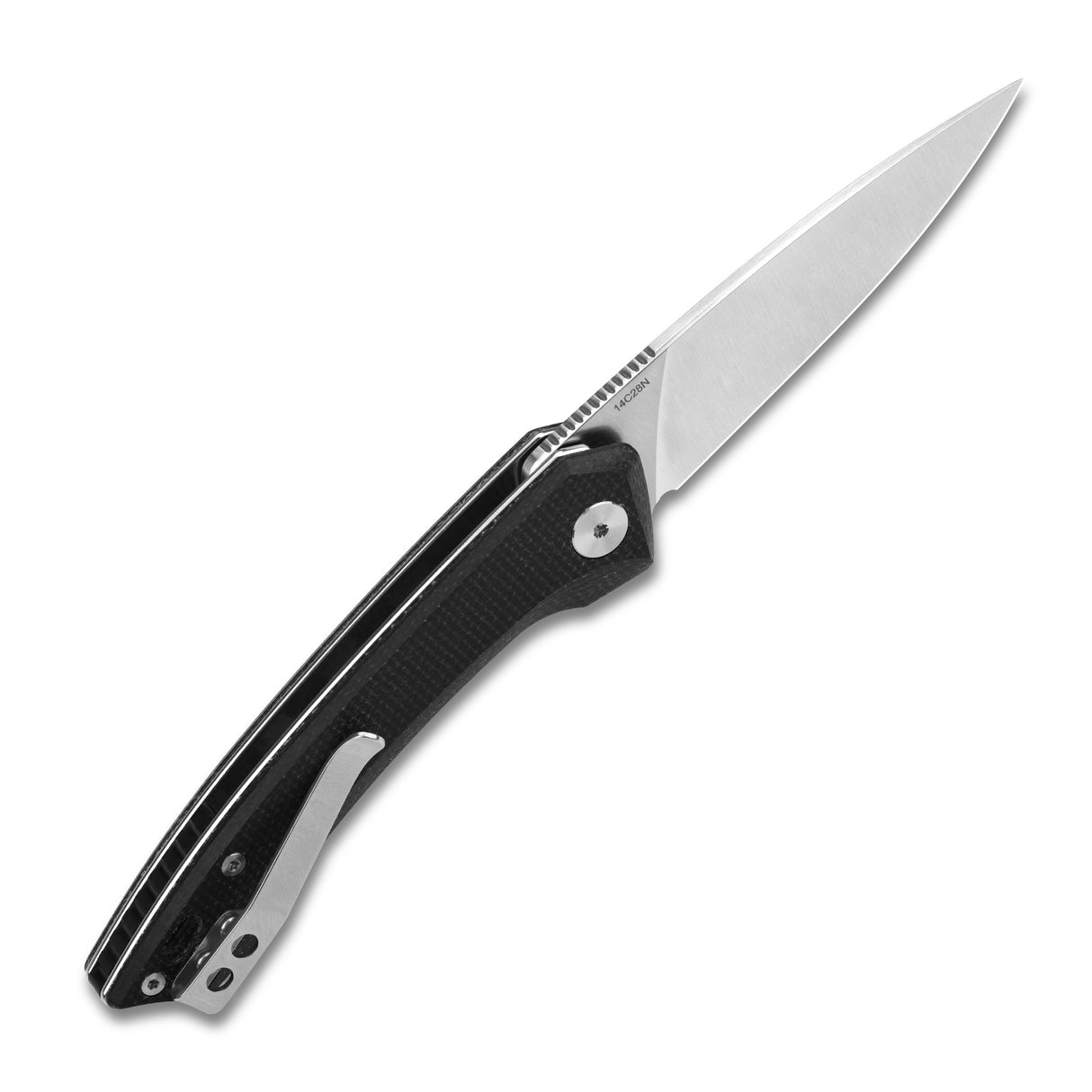 Slim QSP Leopard Liner Lock Pocket Knife with 14C28N steel blade and Micarta handle.