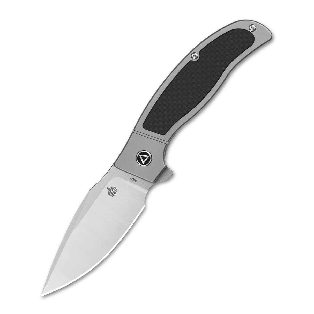 QSP Legatus Frame Lock Pocket Knife M390 Blade Titanium with CF Inlay Handle