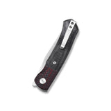 Side view of QSP Gannet pocket knife with micarta handle and deep carry clip