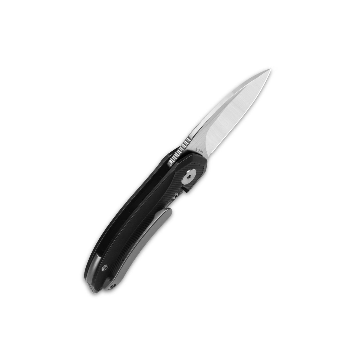 QSP Hamster pocket knife with drop point S35VN blade and titanium handle open.