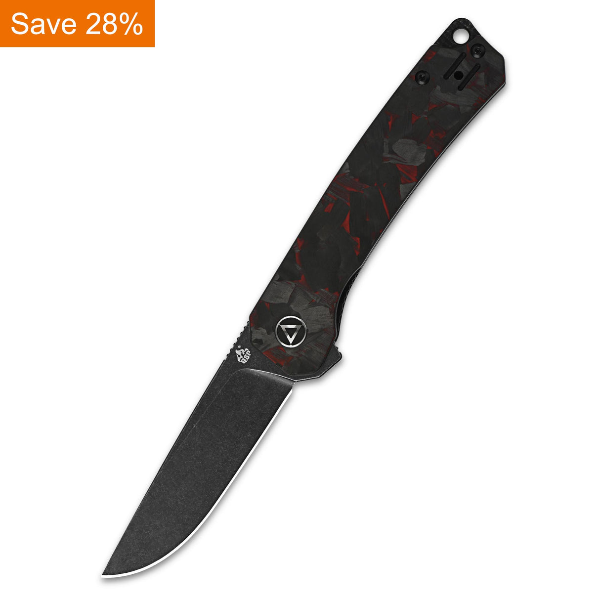 QSP Osprey Liner Lock Pocket Knife 14C28N Blade Red Shredded CF Overlay G10 Handle