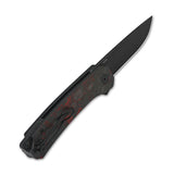 QSP Osprey pocket knife with drop point blade and red shredded G10 handle.