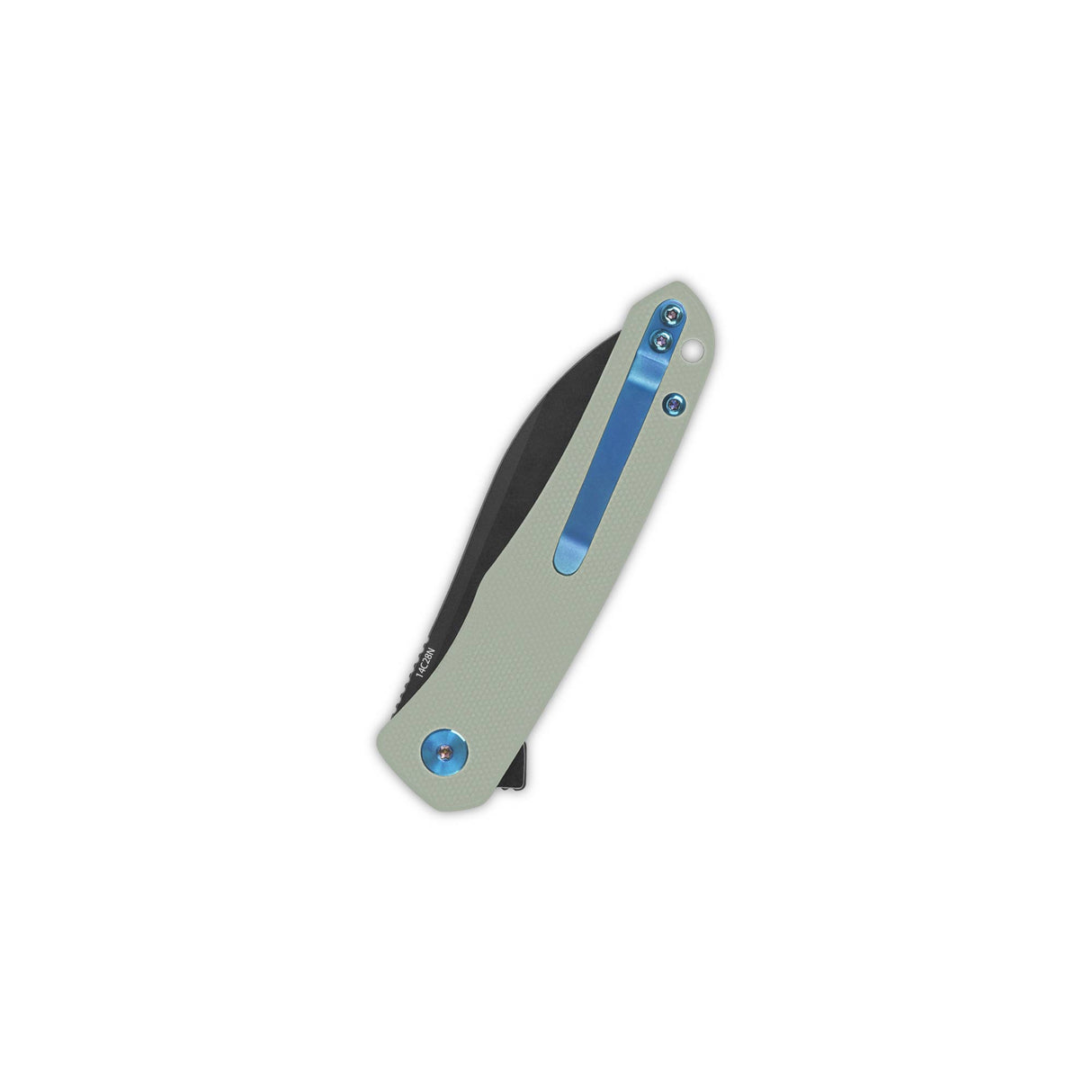 QSP Otter pocket knife with jade G10 handle and sheepsfoot blade