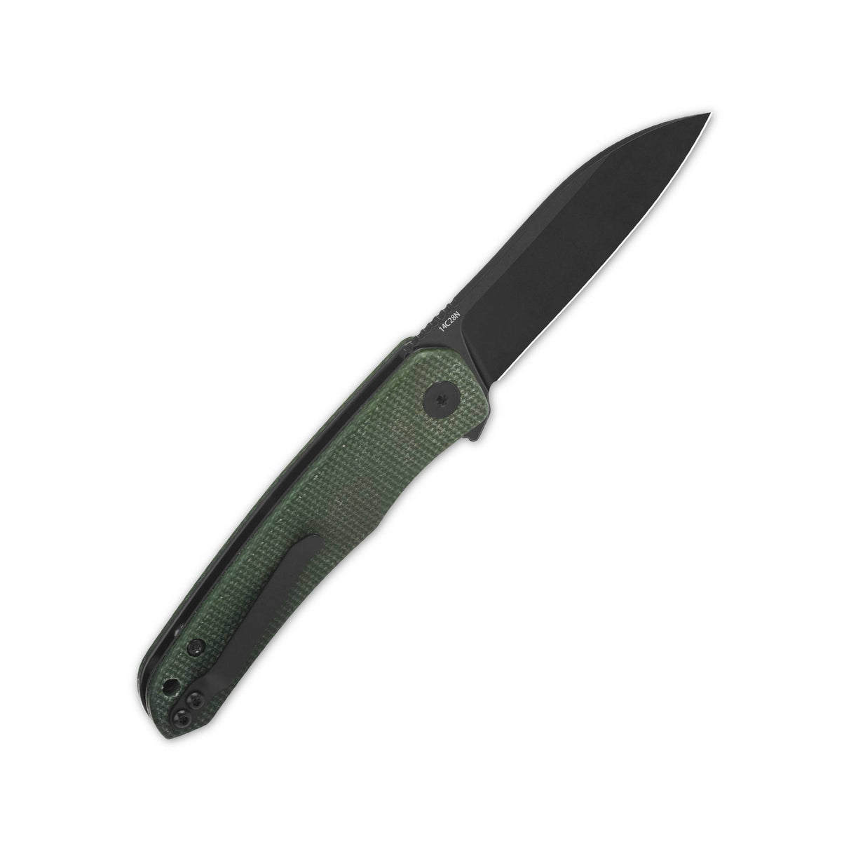 QSP Otter Liner Lock Pocket Knife 14C28N Blade Green Micarta Handle