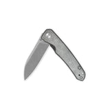 QSP Otter pocket knife with denim micarta handle and 14C28N blade, open position
