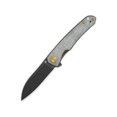 Closed QSP Otter pocket knife with denim micarta handle and 14C28N blade.