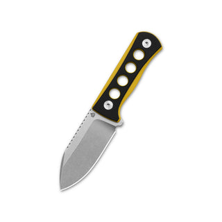 QSP Canary neck knife with 14C28N blade and Black/Yellow G10 handle
