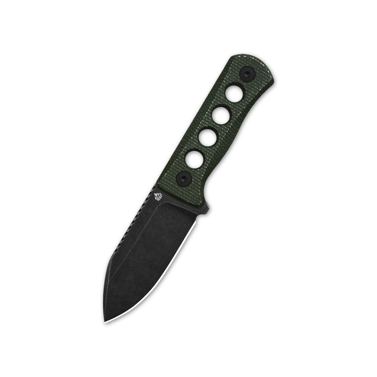 QSP Canary neck knife with green Micarta handle and 14C28N blade