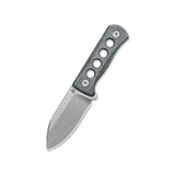 QSP Canary neck knife with denim Micarta handle and 14C28N blade