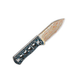 QSP Canary Neck Knife Brass Copper Damascus Blade CF Handle